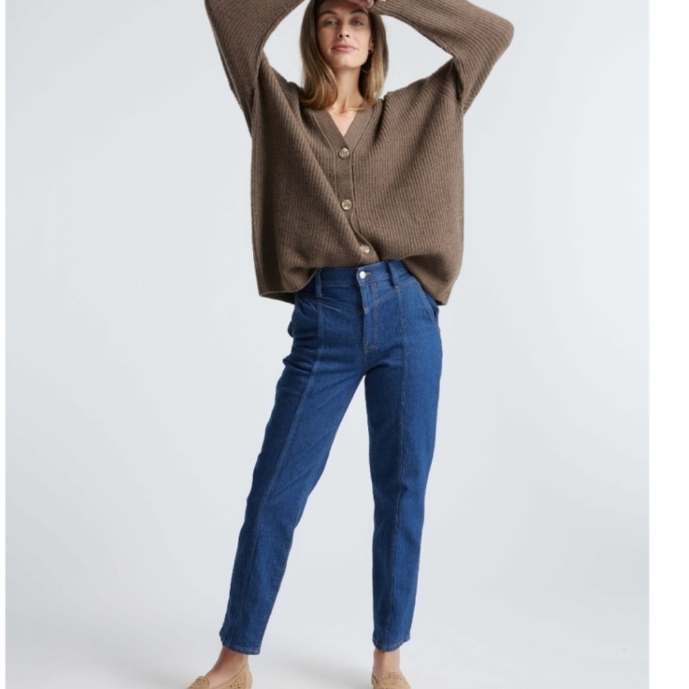 NWOT Quince Brown Mongolian Cashmere Oversized Boyfriend Cardigan Sweater Size S - Picture 2 of 12